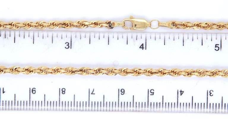 14kt Yellow gold rope chain necklace