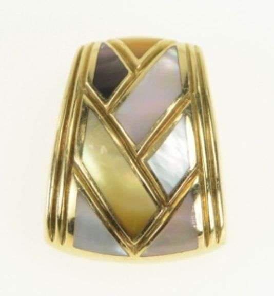 14K Yellow Gold Asch Grossbardt Mother of Pearl Pendant