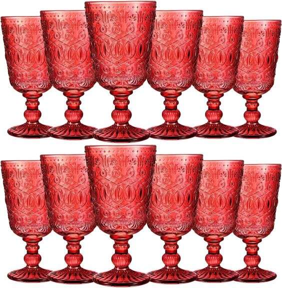 A Dozen Red Goblet Vintage Glassware