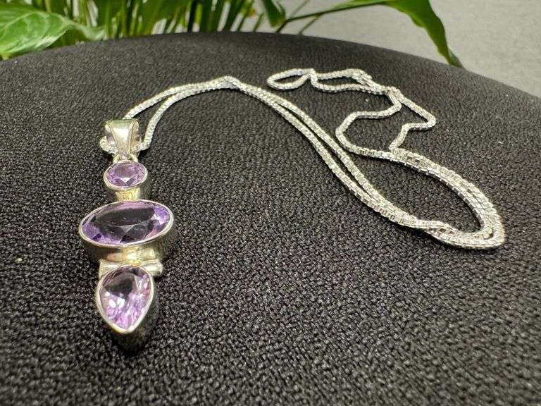 Sterling Silver Genuine Amethyst Pendant