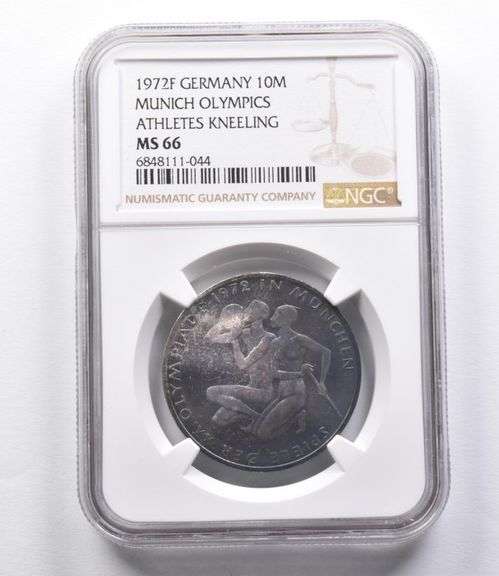 MS66 1972F Germany 10 Marks Munich Olympics NGC Beautifully Toned