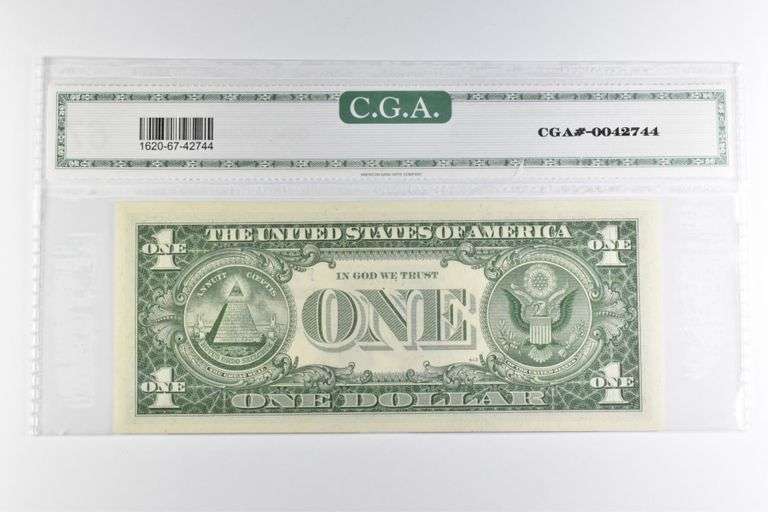 CGAI Gem Unc 67 $1 1957-A US Silver Certificate Blue Seal FR-1620