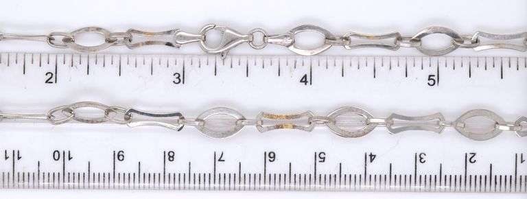 14kt White gold paper clip and oval link chain necklace