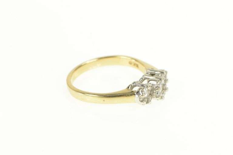 14K Yellow Gold 0.50 Ctw Diamond Flower Cluster Engagement Ring