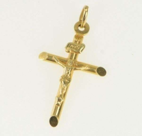 14K Yellow Gold Cross Crucifix Christian Faith Symbol Charm/Pendant