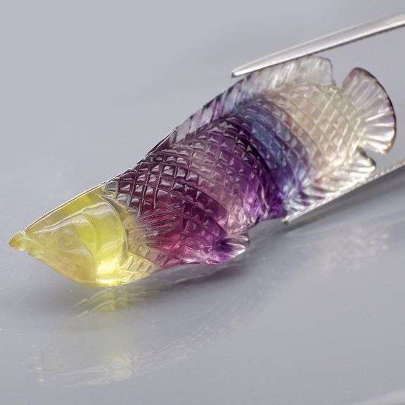 Glowing! 51.34ct multi-hue Fluorite carving