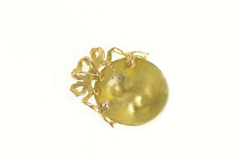 14K Yellow Gold Art Nouveau Cloisonne Enamel Ornate Pendant/Pin