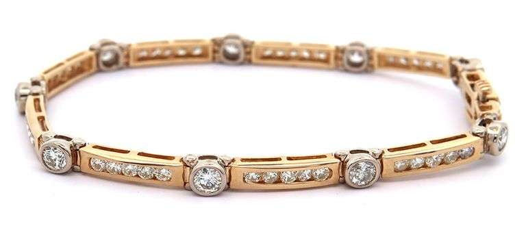 4.75ctw Diamond Bezel and Channel Set Station Bracelet in 14K