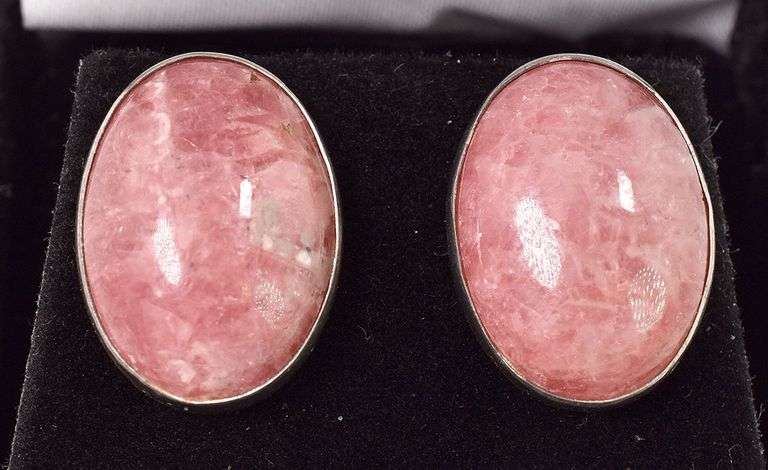 Lovely Sterling Silver Pink Gemstone Stud Earrings