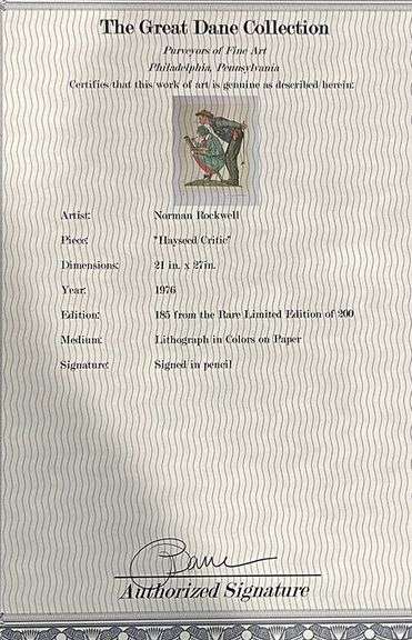 Highly Collectible Norman Rockwell Hand Signed Color Lithograph