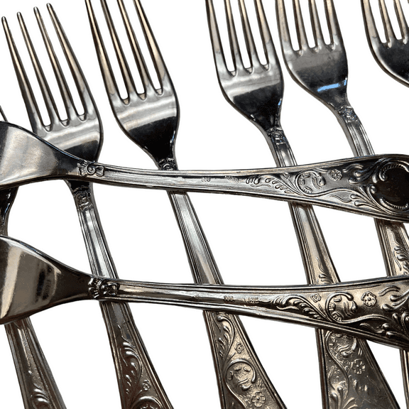 Vintage 50 Piece Silver Plate Flatware Set Marked Italy 800
