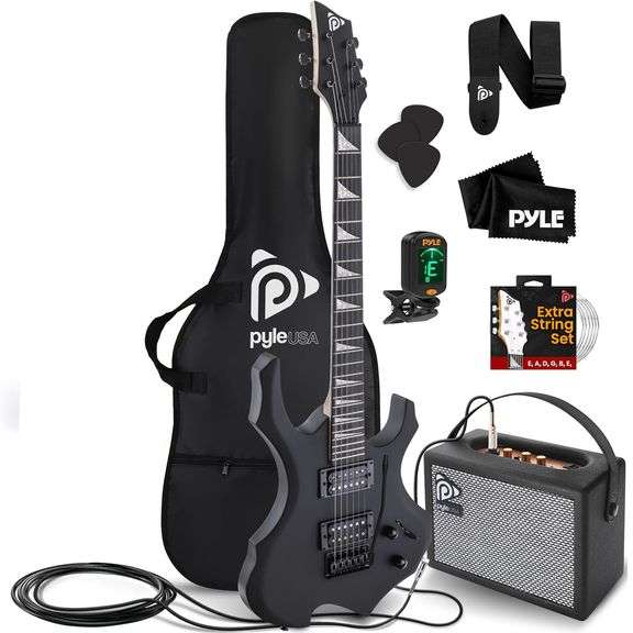 Heavy Metal Electric Fire Guitar and Accessories