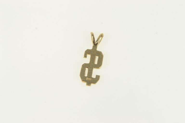 14K Yellow Gold $ Dollar Sign Cash Money Big Bucks Charm/Pendant