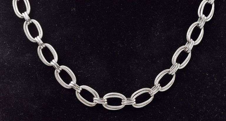 Wonderful 14K White Gold Fancy Link Necklace