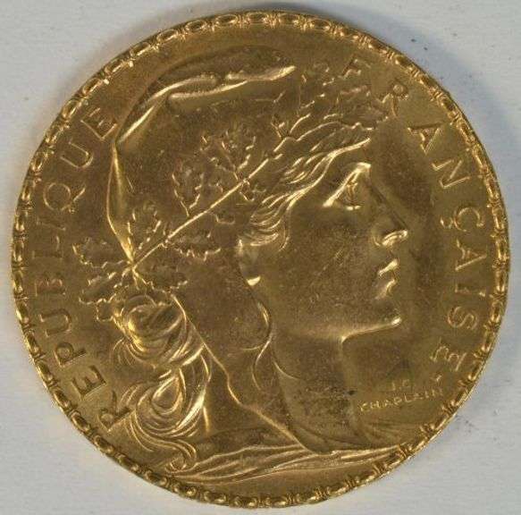 Satiny-fresh Gem BU 1910 France 20 Francs Gold 'Rooster'