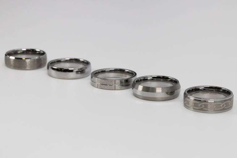 Lot of 5 Size 14 Tungsten Carbide Rings in Various Styles