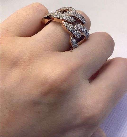 GORGEOUS 14K ROSE GOLD CUBAN LINK MEN’S DIAMOND RING