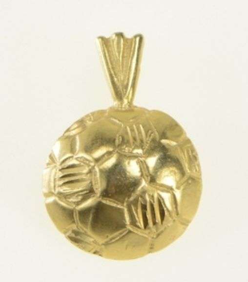14K Yellow Gold Diamond Cut Soccer Ball Sports Charm/Pendant