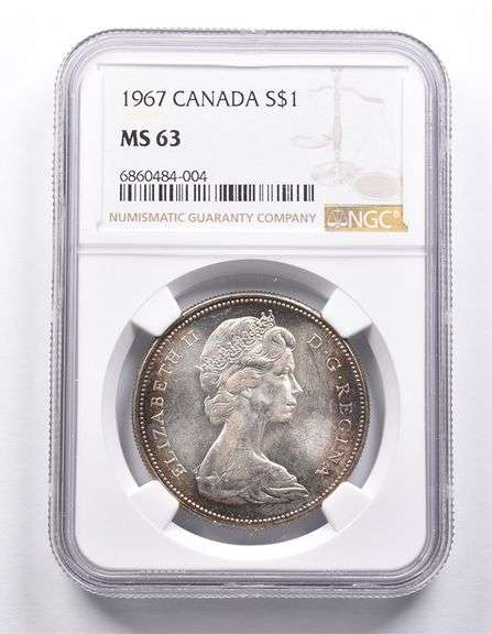 MS63 1967 Canada 1 Dollar Silver NGC Beautifully Toned