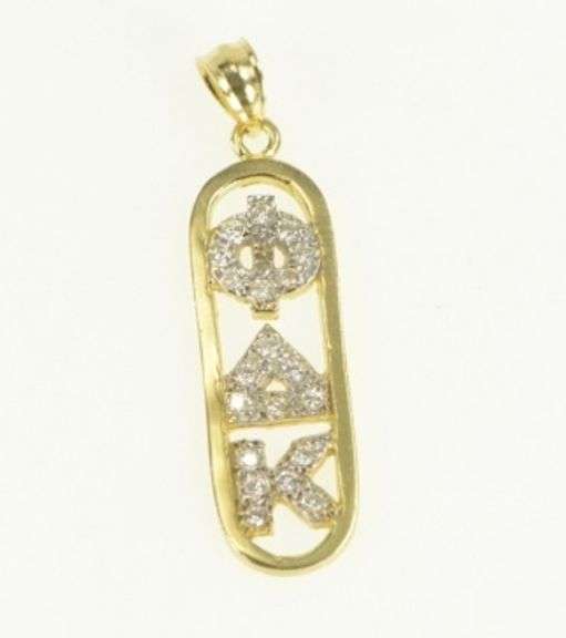 14K Yellow Gold 0.30 Ctw Diamond Phi Delta Kappa Greek Pendant