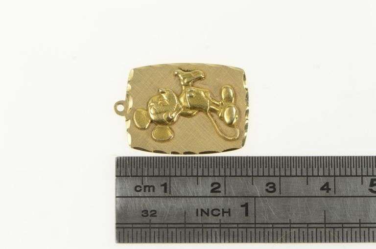 14K Yellow Gold Ornate Vintage Mickey Mouse Disney Charm/Pendant