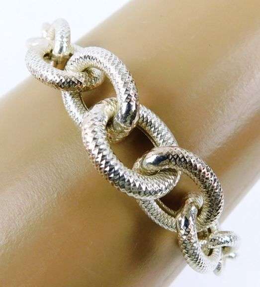 Sterling Silver Wide Cable Link Bracelet