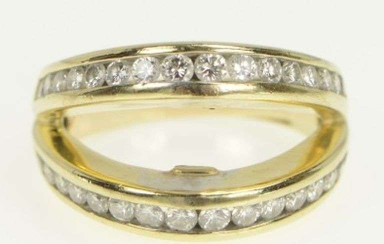 14K Yellow Gold 0.80 Ctw Diamond Split Band Statement Ring