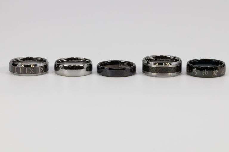 Lot of 5 Size 13 Tungsten Carbide Rings in Various Styles