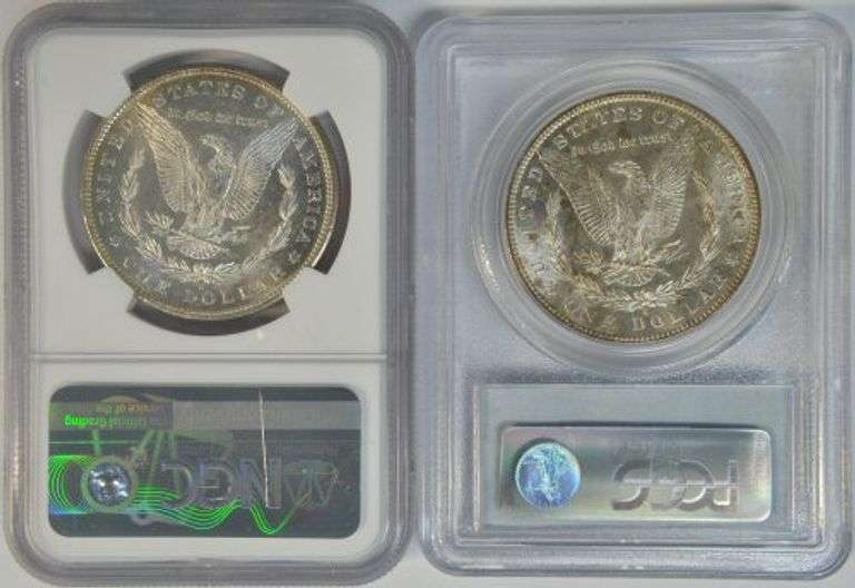 Bright-white near Gem BU 1880-S & 1881-S Morgan Silver Dollars. MS64