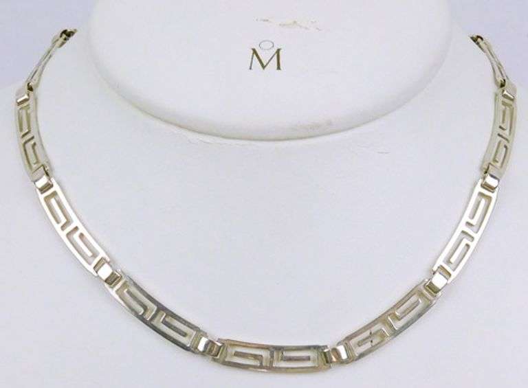 Vintage Sterling Greek Key Choker Necklace