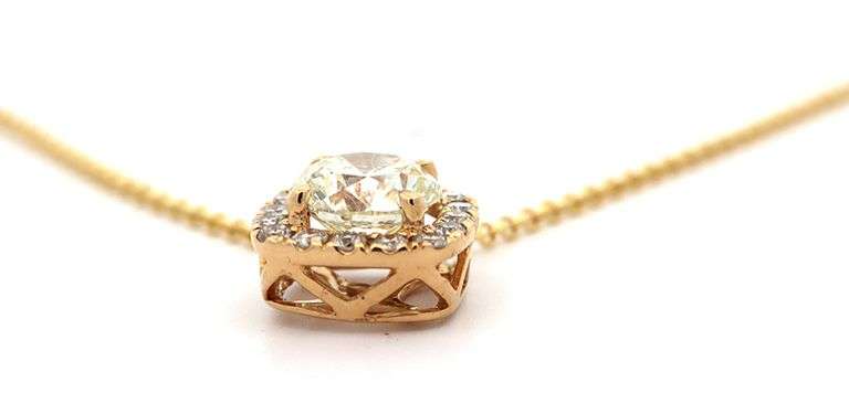 1.33ctw Round Diamond Cushion Frame Pendant Necklace in 18K