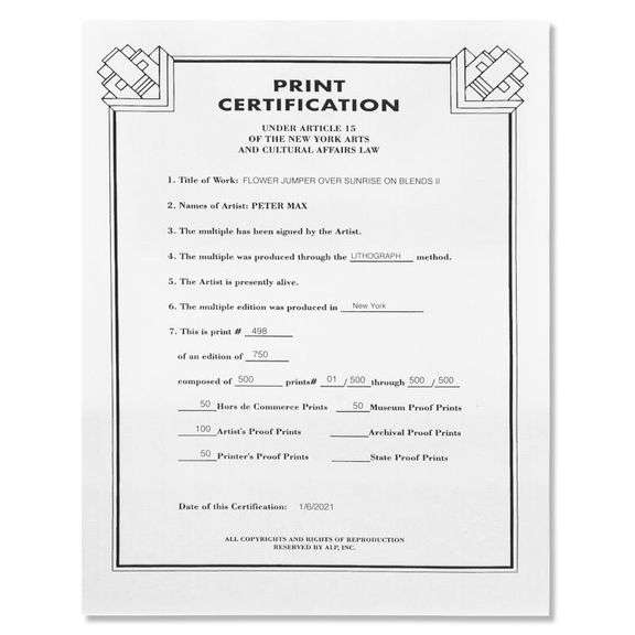 Flower Jumper Over Sunrise on Blends II by Peter Max