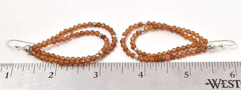 Adorable Sterling Silver Orange Gemstone Dangle Earrings
