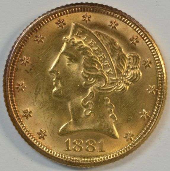 Very Choice BU 1881 US $5 Liberty Gold Piece