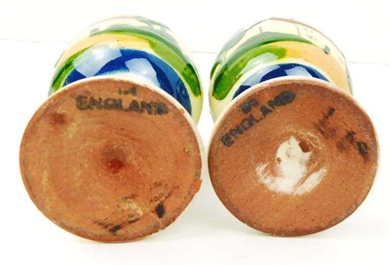 Pair English Motto Ware Egg Cups