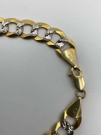 13.7g 14k Two Toned Gold Bracelet, 8.5in, 8.5mm Cuban