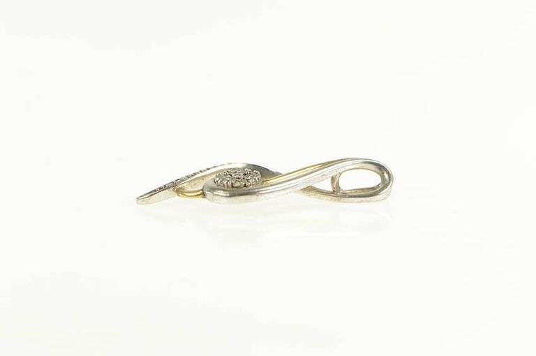 Sterling Silver Diamond Two Tone Heart Swirl Twist 10k Gold Pendant
