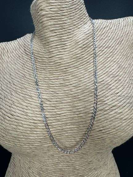 14k White Gold Solid Figaro Link Chain 2.6mm Necklace 16"
