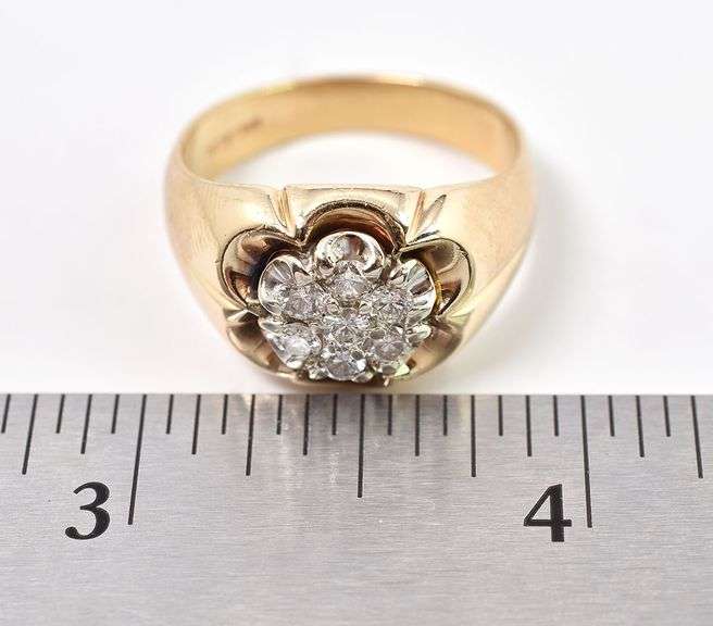 Handsome 14K Yellow Gold Diamond Men's Ring