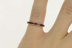 14K White Gold Art Deco Eternity Princess Ruby Wedding Band Ring