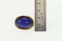 14K Yellow Gold 1960's Ornate Lapis Lazuli Cabochon Statement Ring