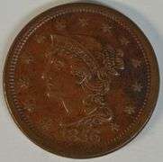 Needle-sharp 1856 Braided Hair Large Cent in AU