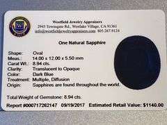 Lovely 8.94CTS Natural Oval Shaped Blue Sapphire