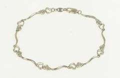 10K White Gold Heart Love Symbol Diamond Accent Vintage Bracelet