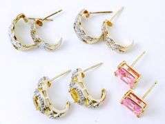 4 Pairs of Sterling Vermeil Pierced Earrings