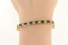 14K Yellow Gold 11.00 Ctw Natural Sapphire Diamond Vintage Bracelet