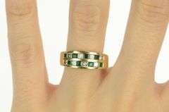 14K Yellow Gold 1.70 Ctw Princess Diamond Emerald Wedding Ring