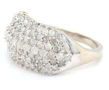 10kt White gold diamond cluster dome ring