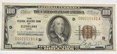 $100 Series of 1929 Cleveland Ohio National Currency