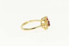 14K Yellow Gold Pear Natural Ruby Diamond Cluster Ring